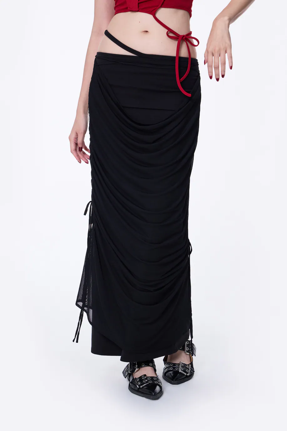 SILVER NINE 2-Way Detachable Draped Maxi Skirt , 2-way可拆式垂墜抽皺長窄裙