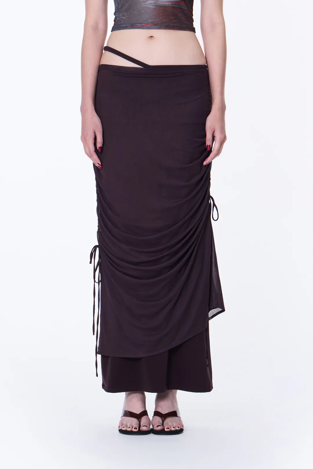 SILVER NINE 2-Way Detachable Draped Maxi Skirt , 2-way可拆式垂墜抽皺長窄裙