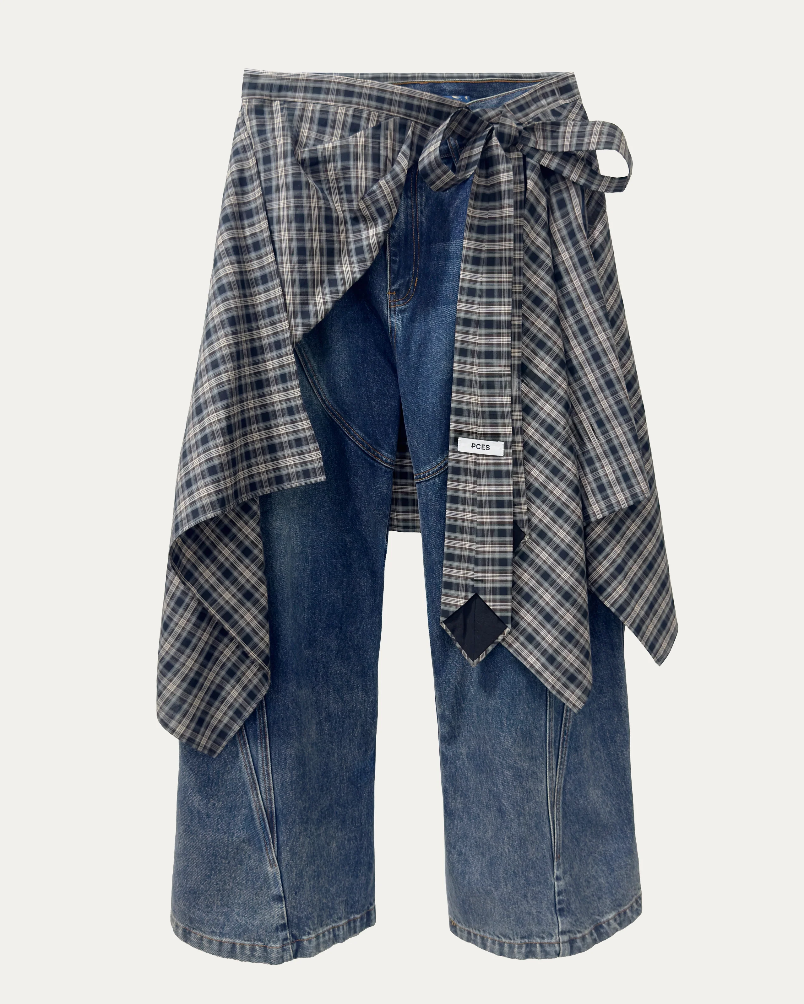 PCES 04 Necktie Wrap Skirt Blue
