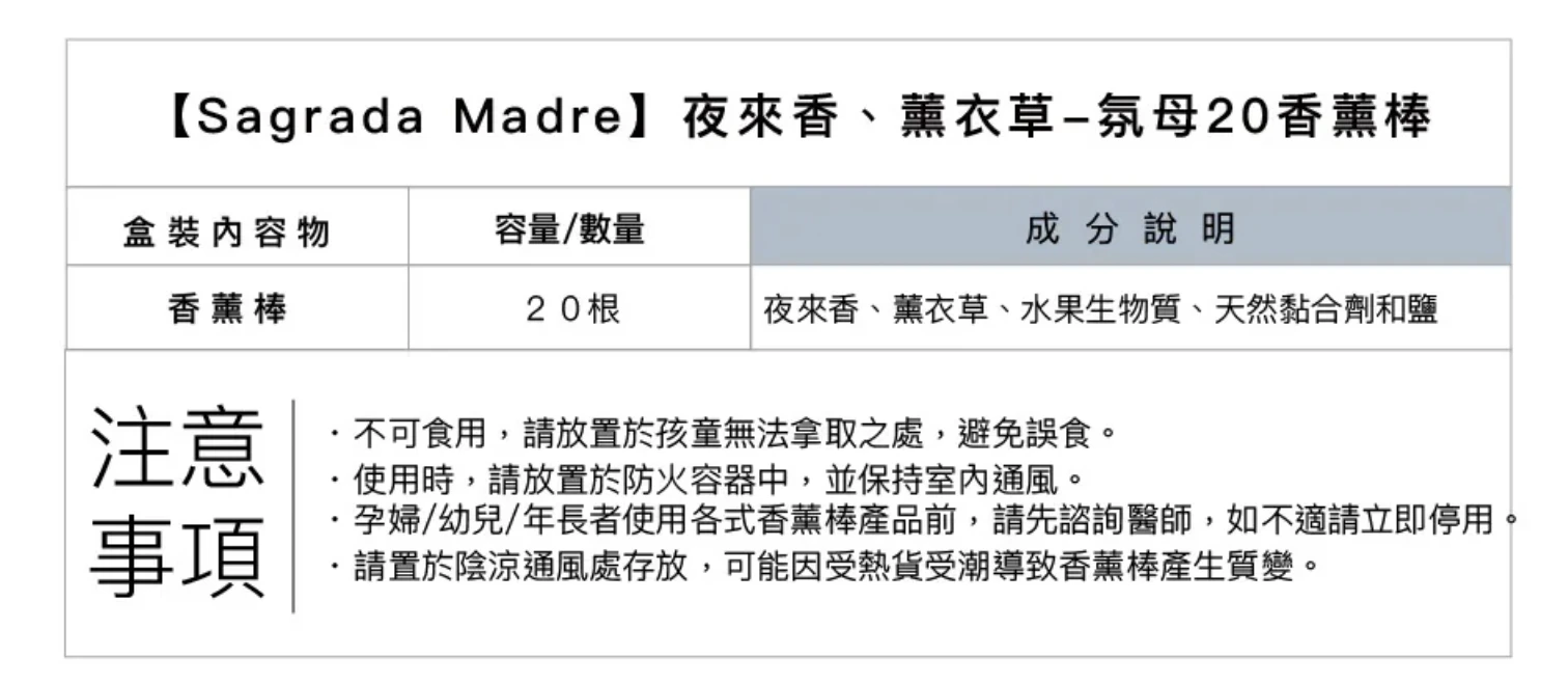 Sagrada Madre INCENSE Night Queen Lavender X20 夜后花 × 薰衣草 玫瑰