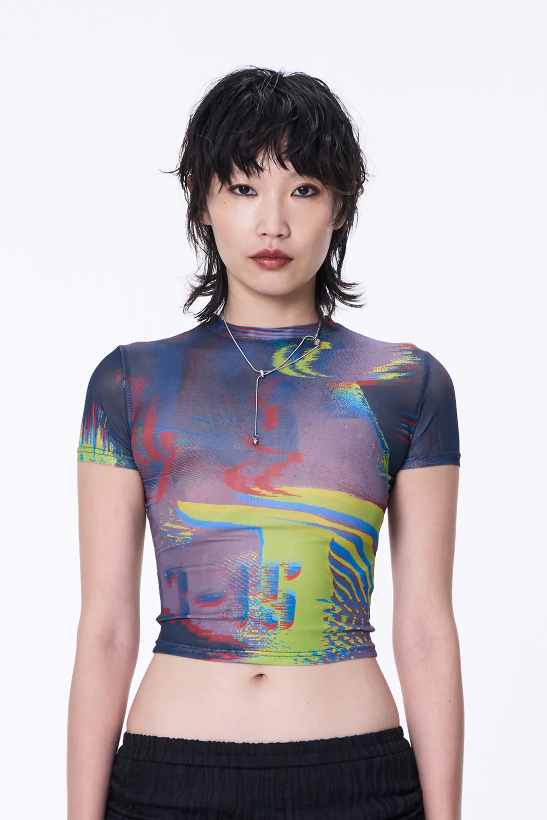SILVER NINE Fragments Print Top-印花網紗 / FRAGMENTS-007