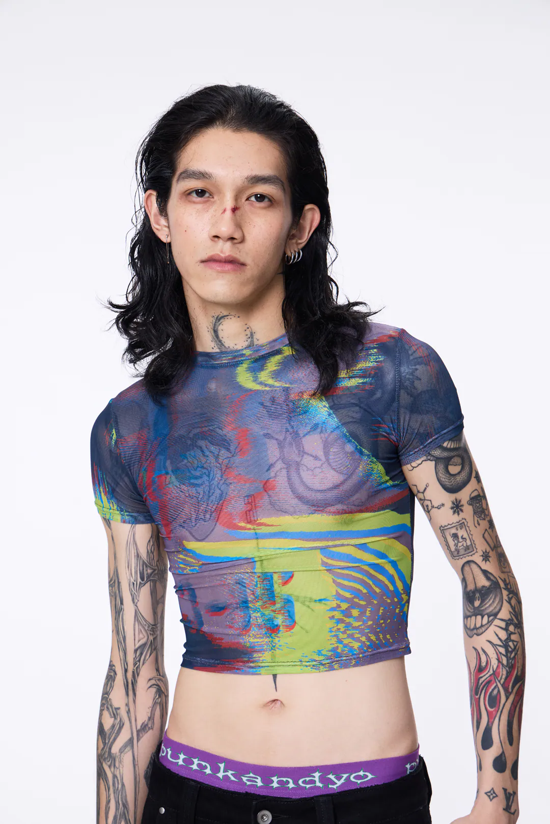SILVER NINE Fragments Print Top-印花網紗 / FRAGMENTS-007