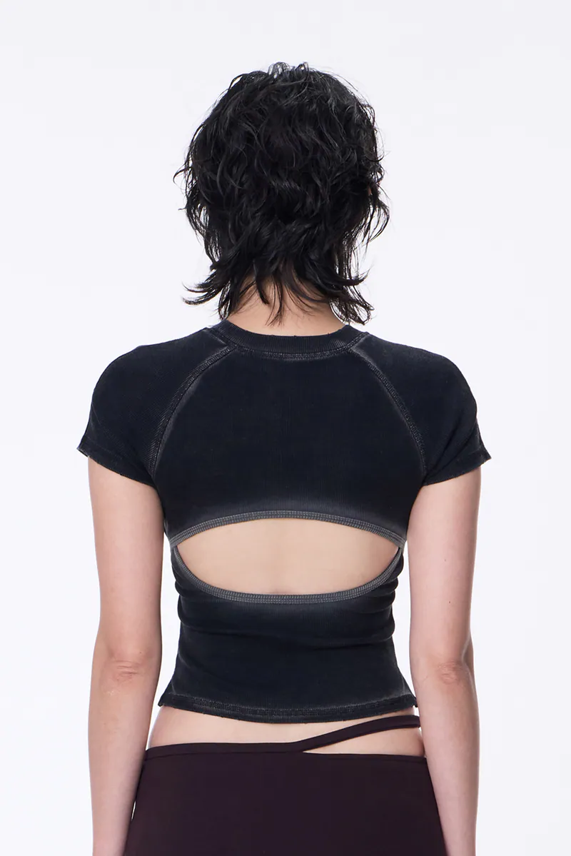 SILVER NINE Washed Open-Back logo Top 洗色露背logo上衣 / FRAGMENTS-008
