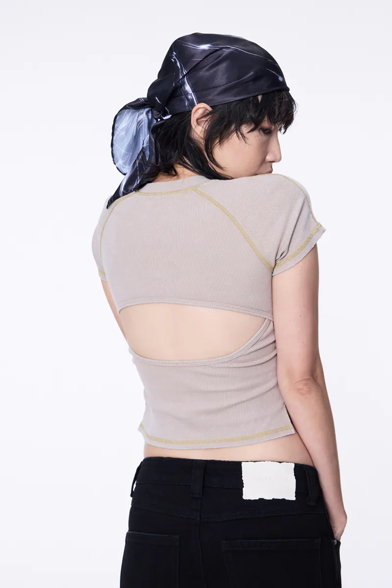 SILVER NINE Washed Open-Back logo Top 洗色露背logo上衣 / FRAGMENTS-008