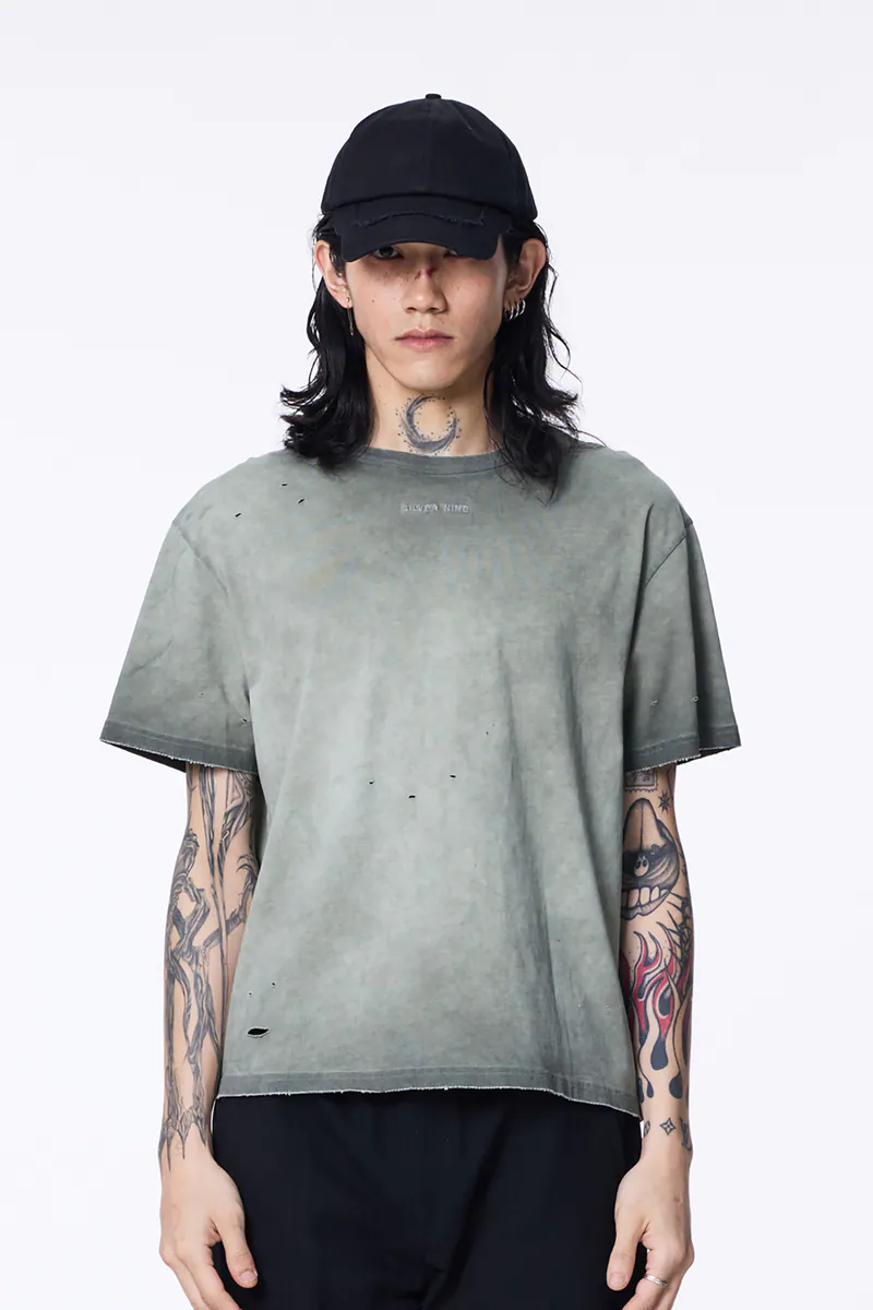 SILVER NINE Cropped Dyed Logo Tee 短版破壞染色logo T / FRAGMENTS-010