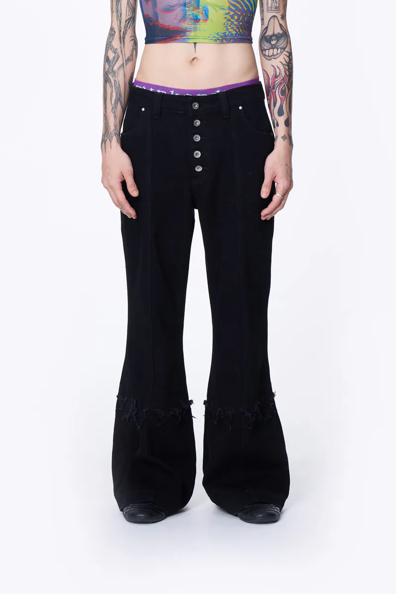 SILVER NINE Small Flame Denim Flare Pants 小火焰丹寧喇叭褲 / FRAGMENTS-011