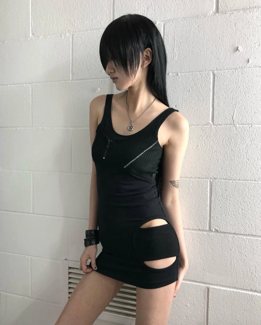 bonienkiye Side-Cutout Mini Dress