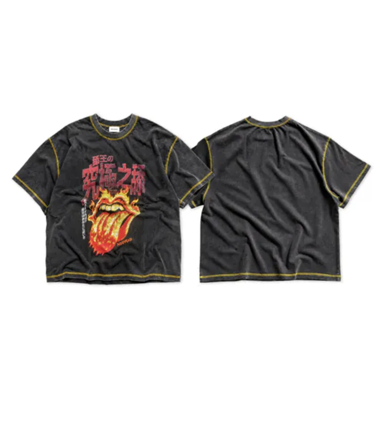 NOUVEAU BOXY ULTIMATE LICKING CONTRAST STITCHING  T-SHIRT IN COTTON JERSEY