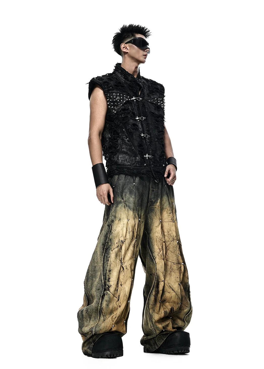 RICH Ripped Wax Denim Vest