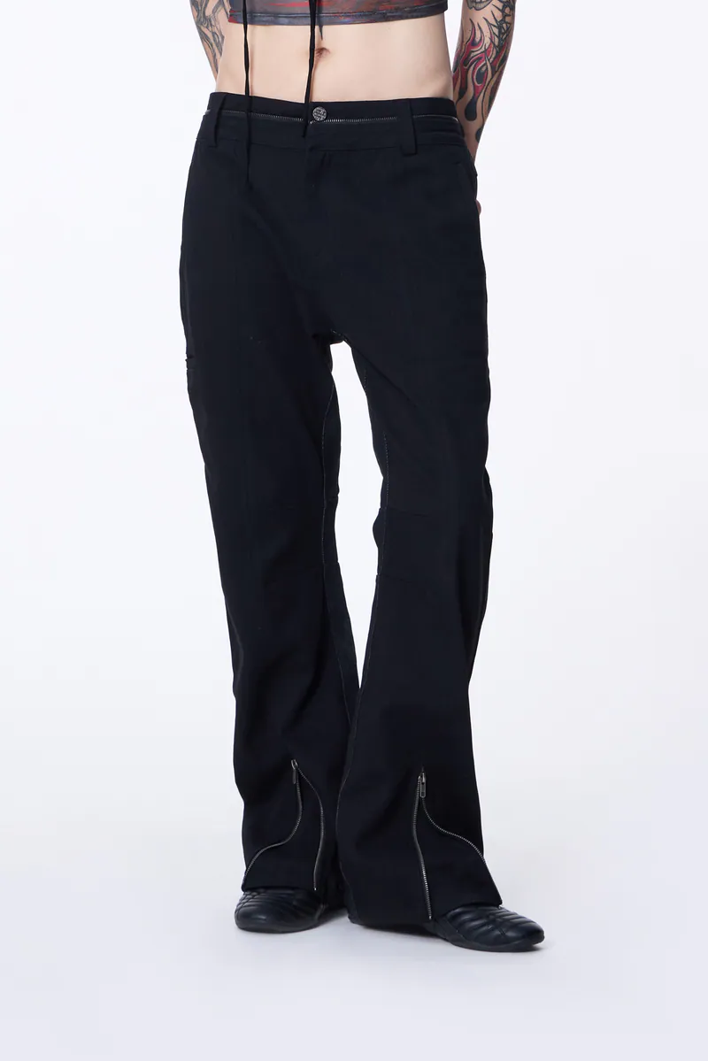 SILVER NINE 2-Way Color-Block Zip Denim Pants 2-way拼色拉鏈直筒丹寧褲