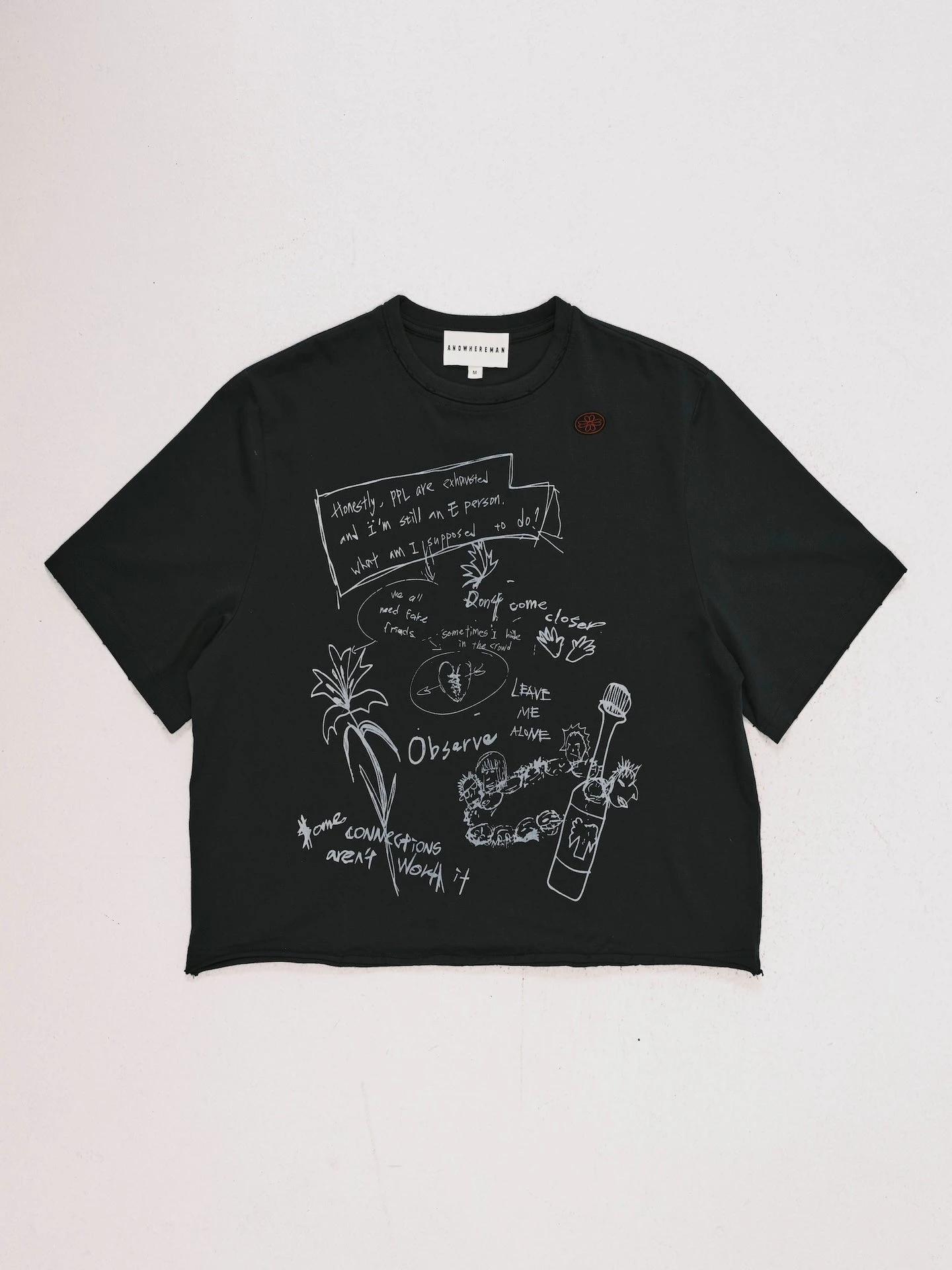 ANOWHEREMAN WASHED SKETCH CROPPED TEE