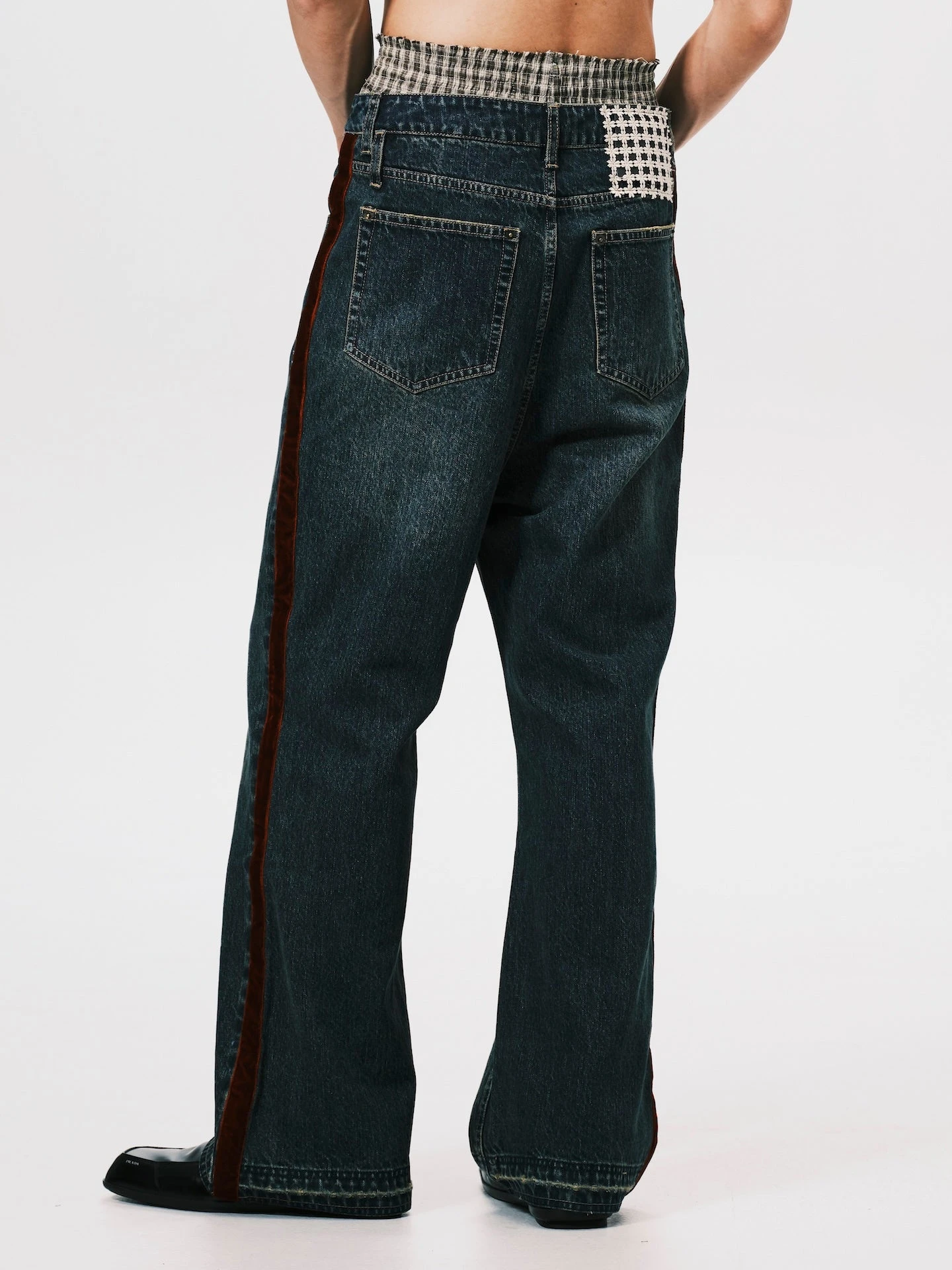 ANOWHEREMAN STRIPE BOOT CUT JEANS