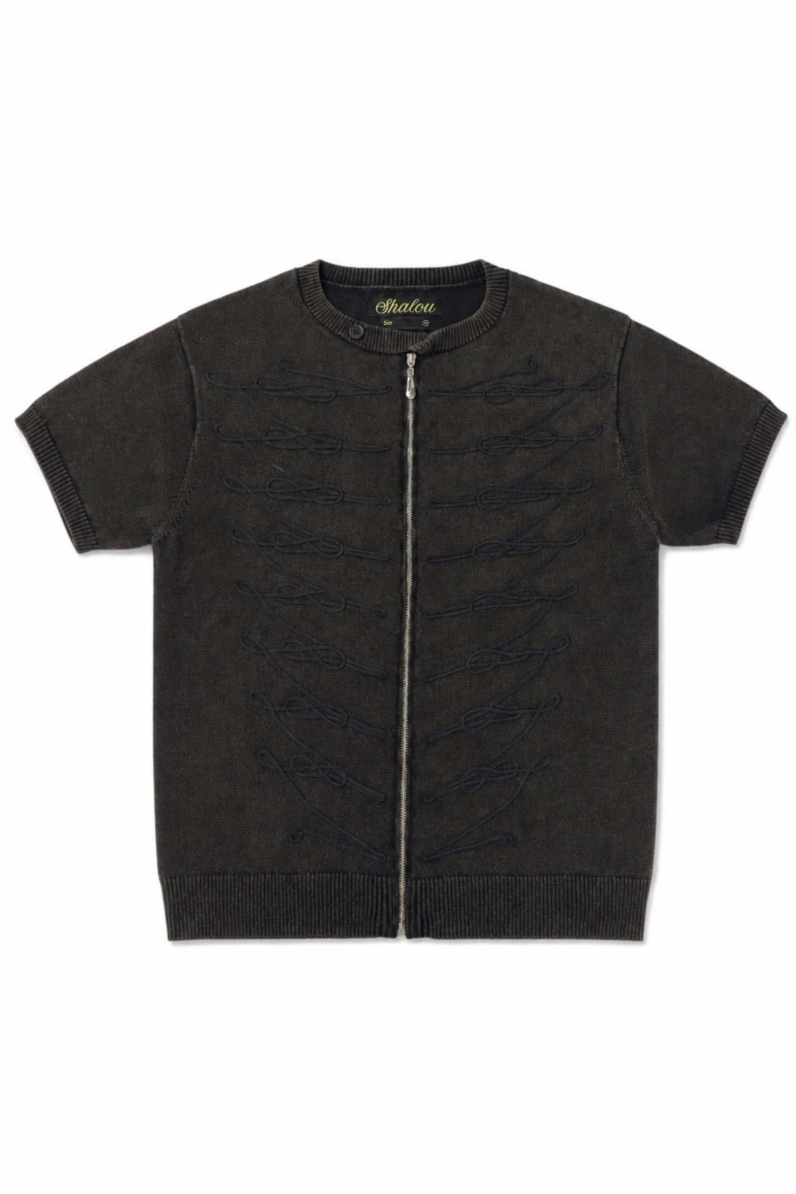 SHALOU Black Napoleon Zip Knit