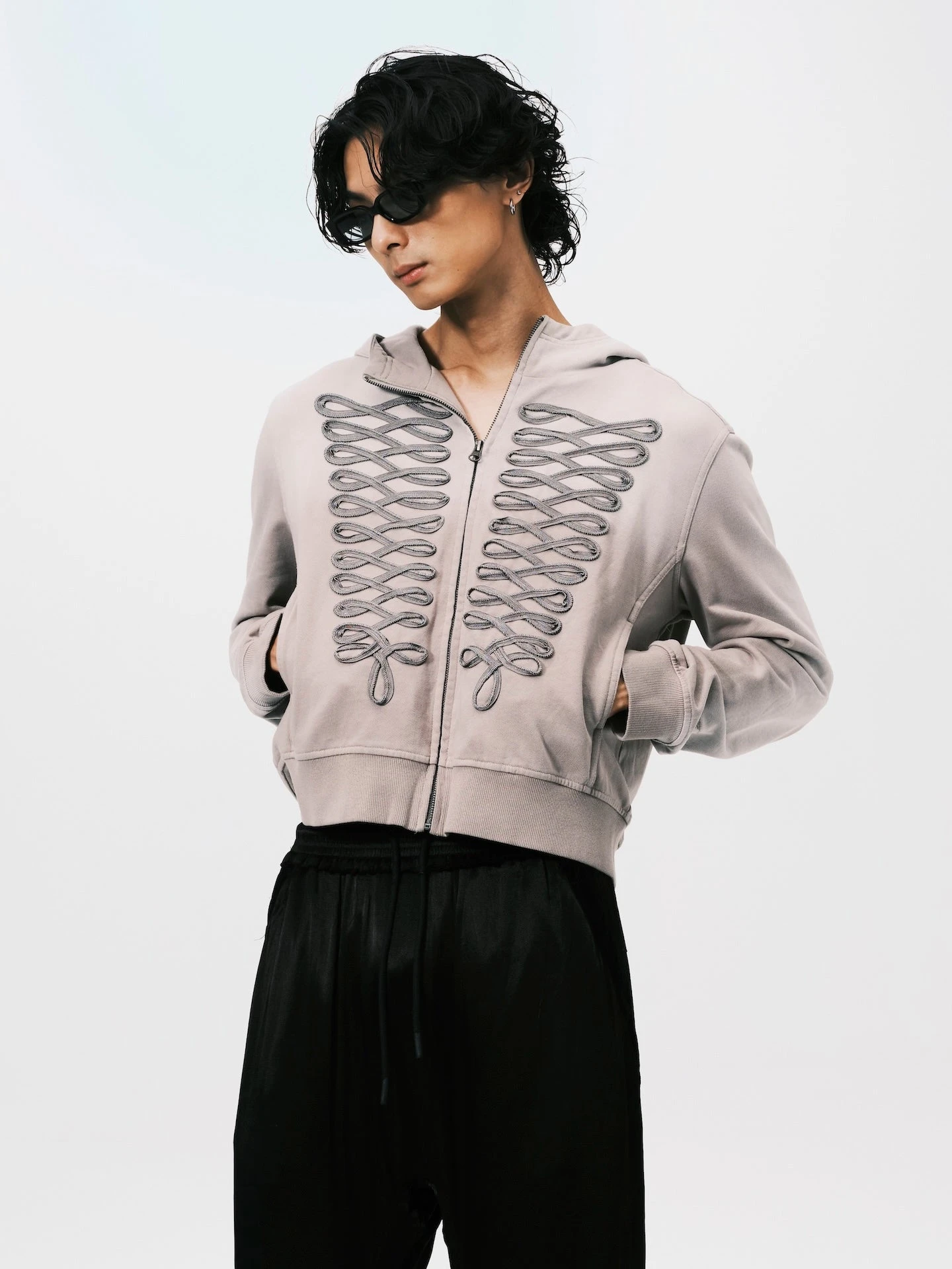 ANOWHEREMAN WASHED NAPOLEON ZIP HOODIE