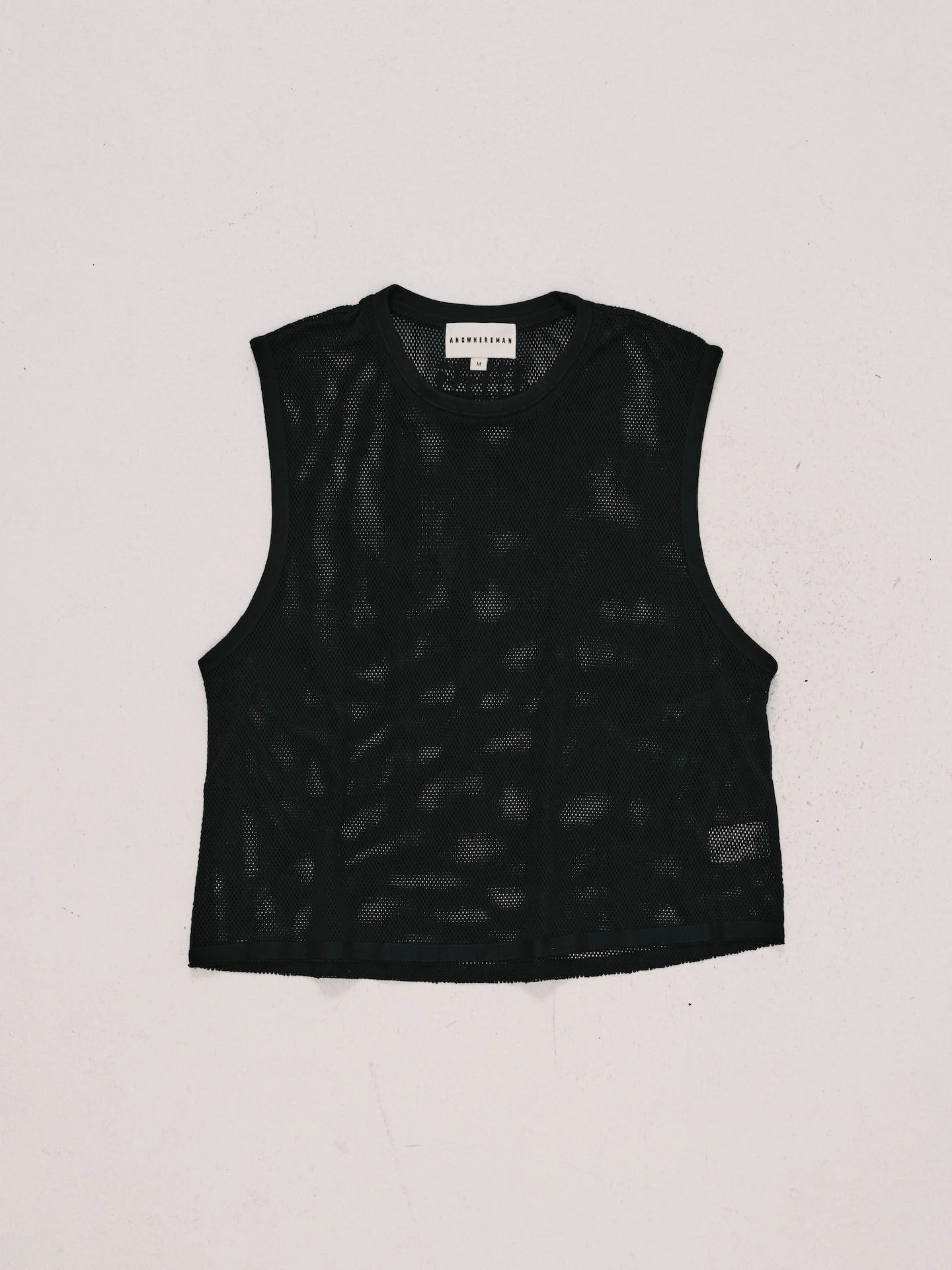 ANOWHEREMAN MESH SLEEVELESS TOP BLACK
