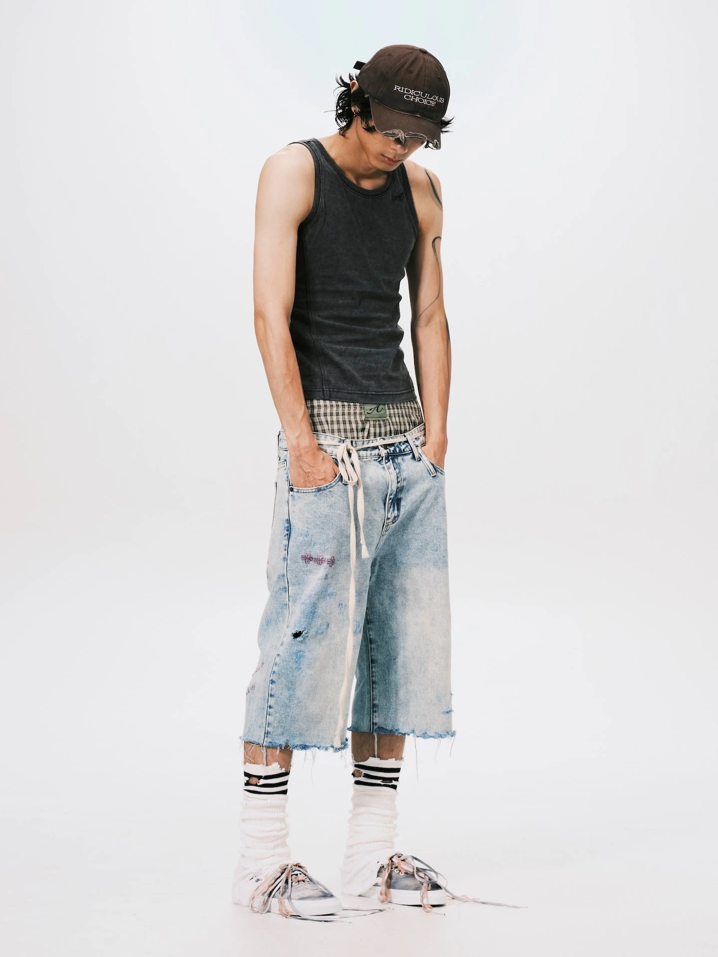 ANOWHEREMAN WASHED TANK TOP GREY