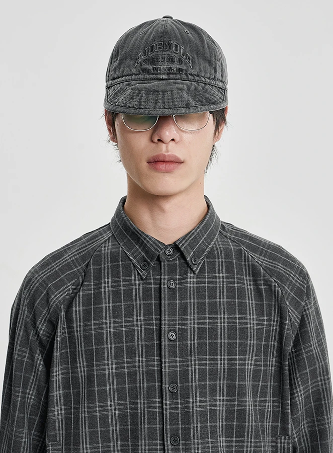 AJOBYAJO Washed Herringbone Soft Brim Cap