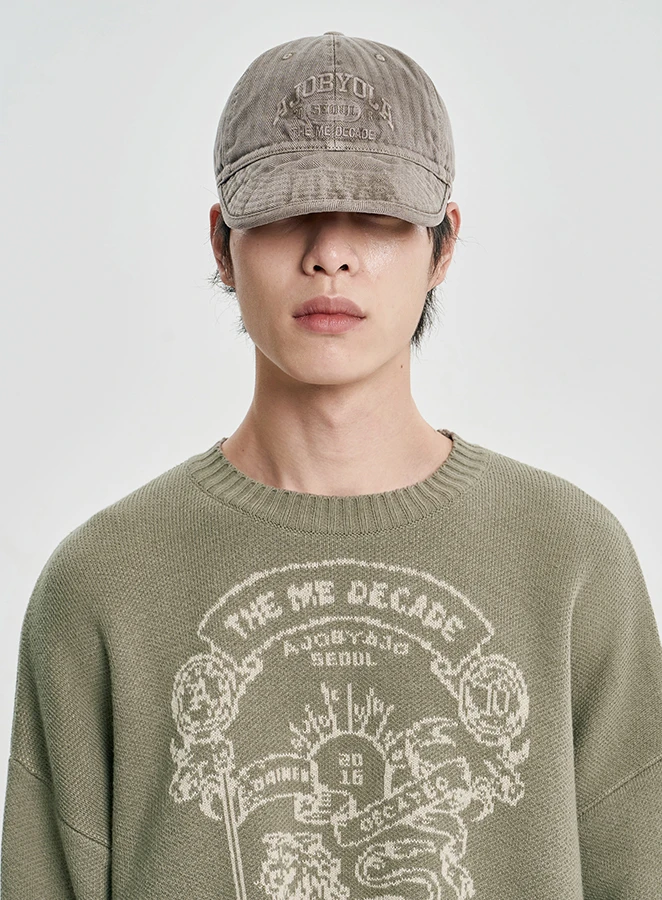 AJOBYAJO Washed Herringbone Soft Brim Cap