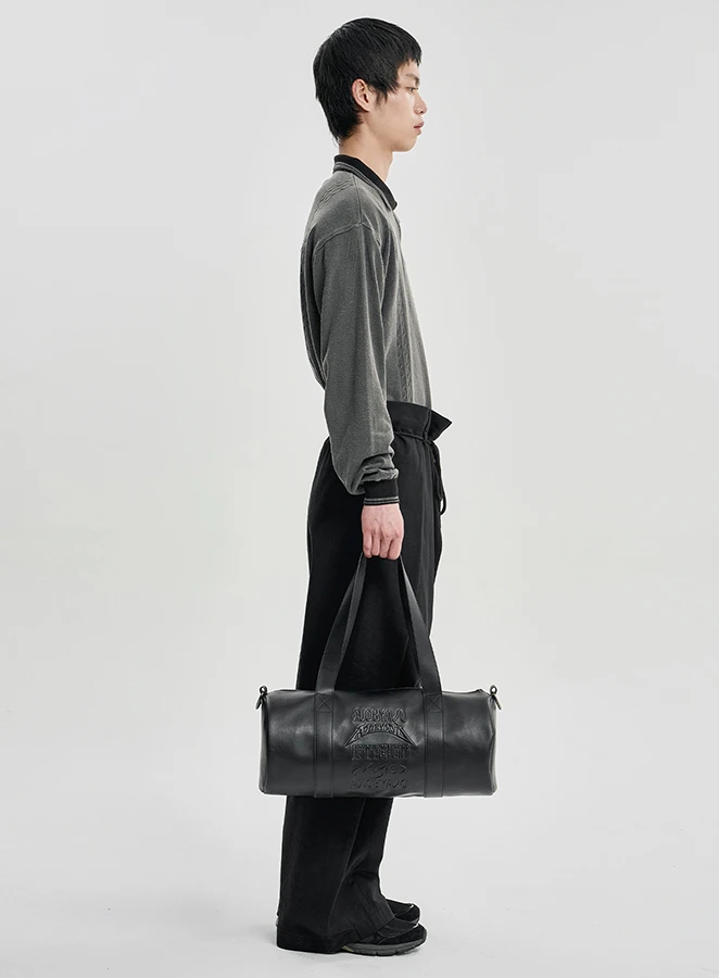 AJOBYAJO Total Logo Faux Leather Duffle Bag
