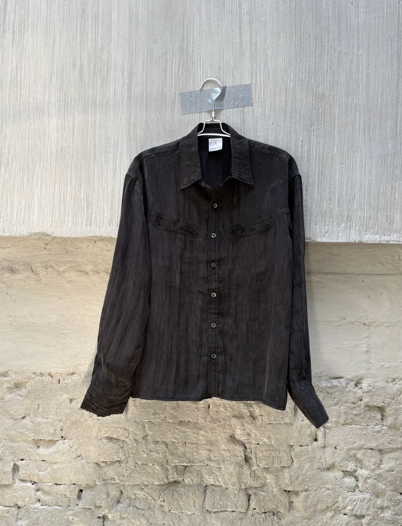 SILVER NINE Frayed Relaxed Double-Pocket Shirt 鬚邊寬鬆雙口袋襯衫(UNISEX) / FRAGMENTS-016-BK