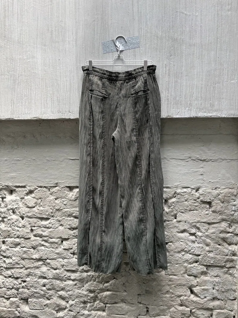 SILVER NINE Frayed Drawstring Wide-Leg Trousers 鬚邊抽繩落地長褲(UNISEX) / FRAGMENTS-017-DG