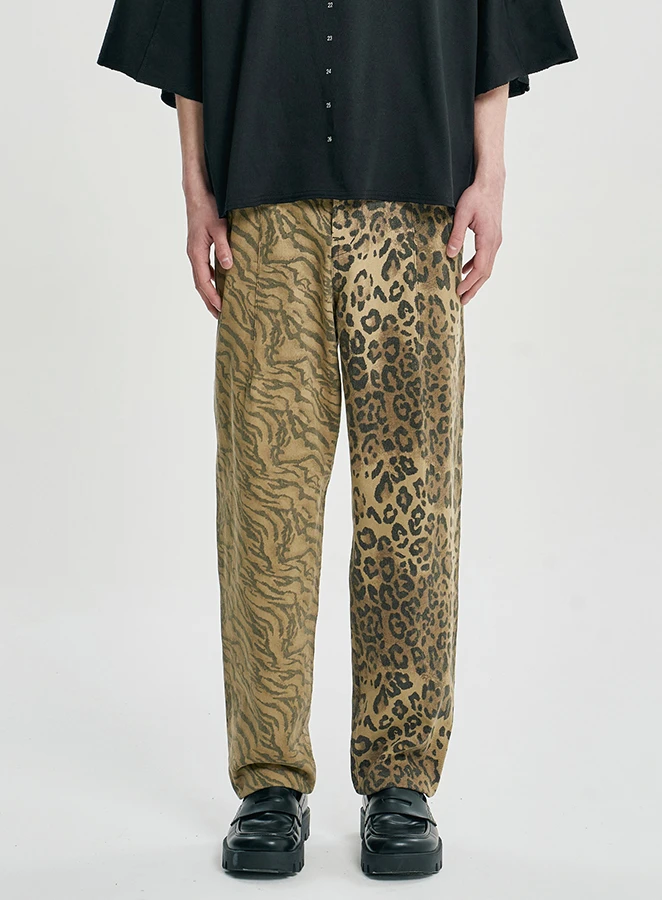AJOBYAJO Washed Leopard Zebra Print Pants