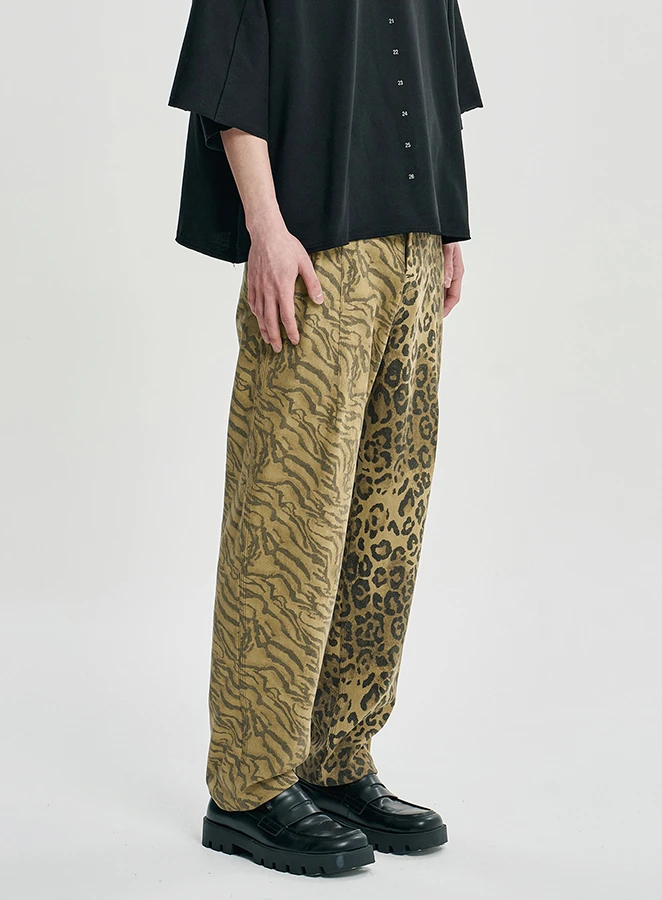 AJOBYAJO Washed Leopard Zebra Print Pants