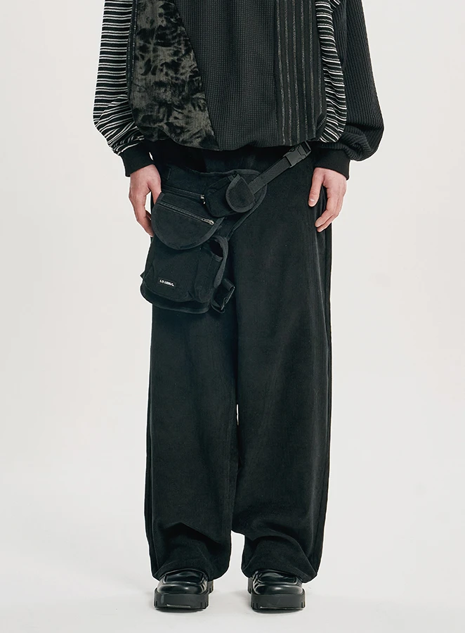 AJOBYAJO Leg Bag Corduroy Pants