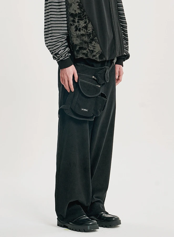AJOBYAJO Leg Bag Corduroy Pants