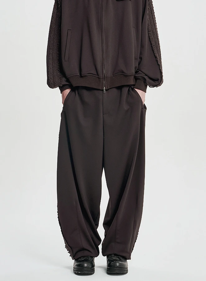AJOBYAJO Multi Lace Trim One Tuck Track Pants