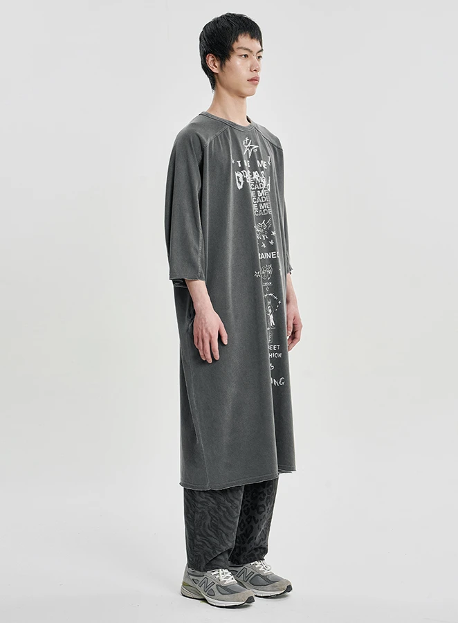 AJOBYAJO Washed Blessing Doodle T-Shirt Dress