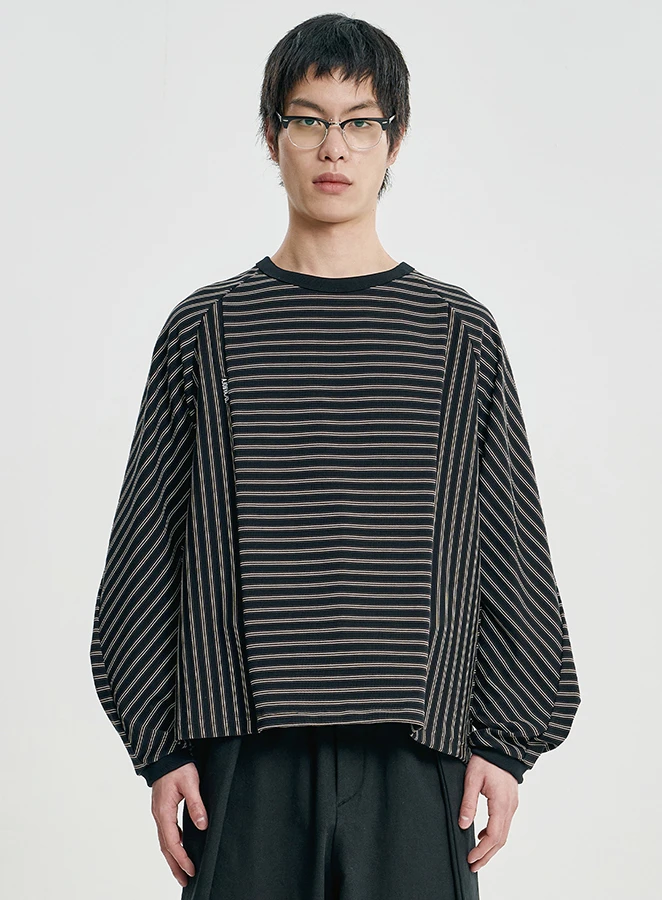 AJOBYAJO Sculpted Raglan Stripe Long Sleeve