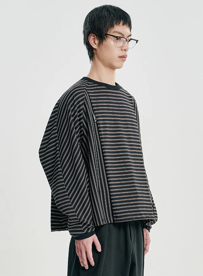 AJOBYAJO Sculpted Raglan Stripe Long Sleeve