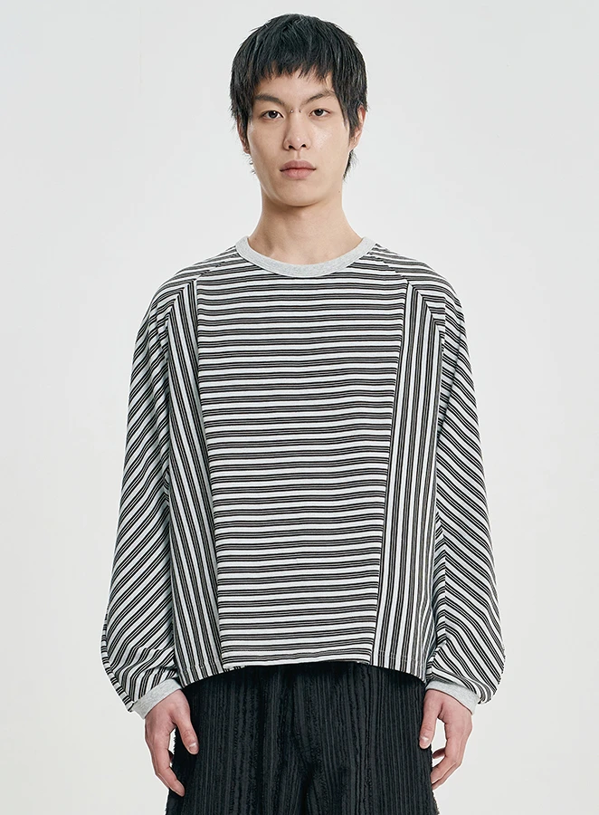 AJOBYAJO Sculpted Raglan Stripe Long Sleeve