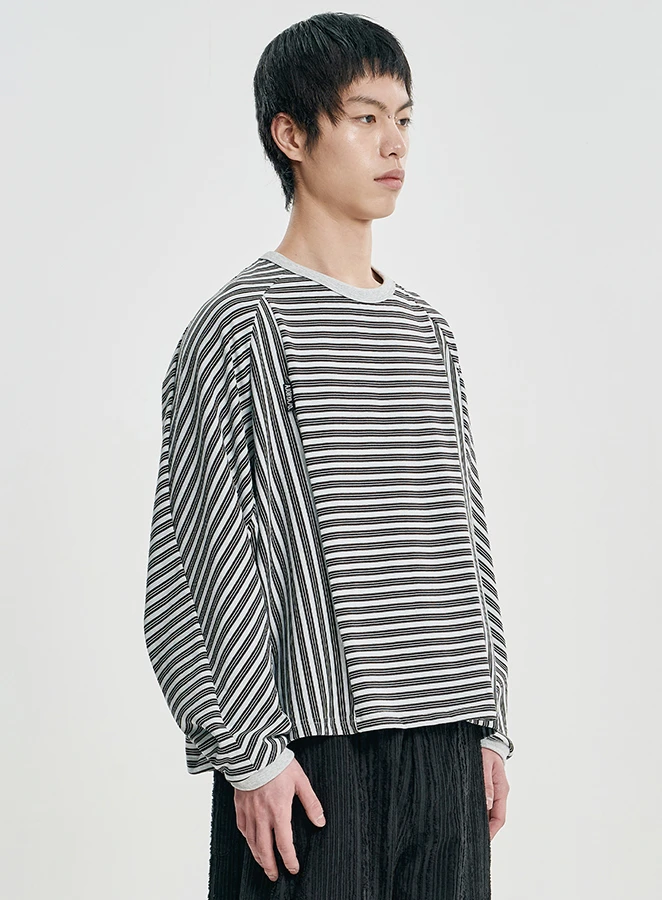 AJOBYAJO Sculpted Raglan Stripe Long Sleeve