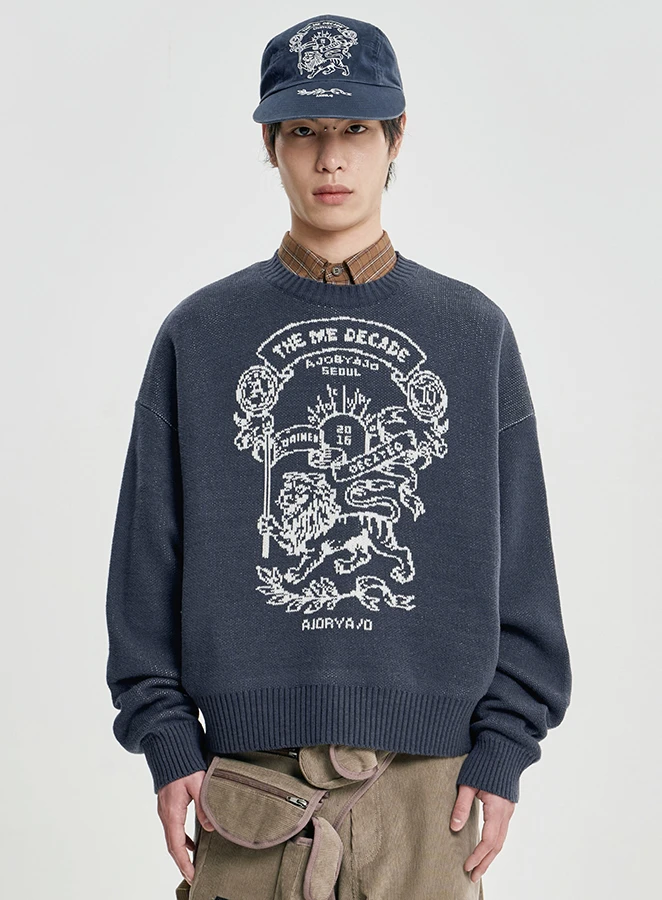 AJOBYAJO The Me Decade Emblem Jacquard Sweater