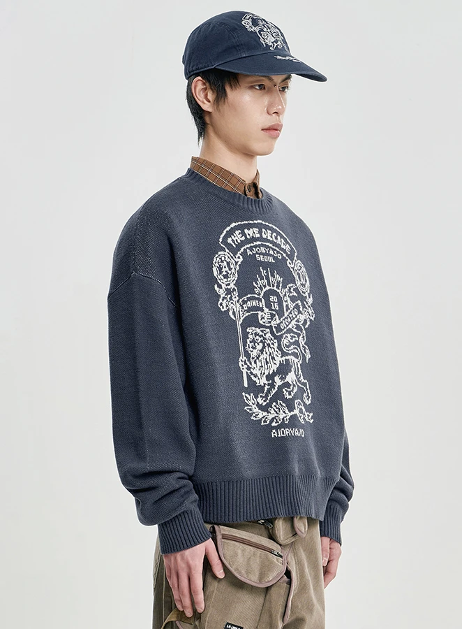 AJOBYAJO The Me Decade Emblem Jacquard Sweater
