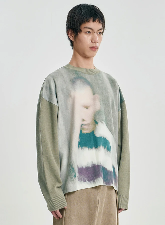 AJOBYAJO Jack a Dull Boy Watercolor Sweater