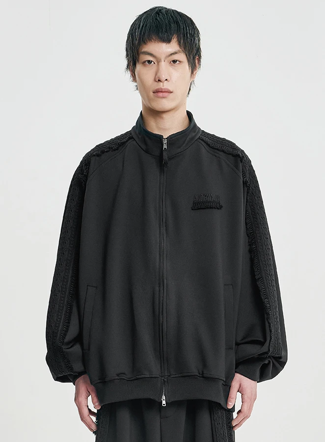 AJOBYAJO Multi Lace Trim Raglan Track Jacket