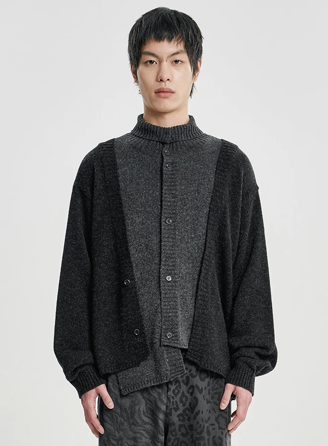 AJOBYAJO Double Layered Turtleneck Cardigan
