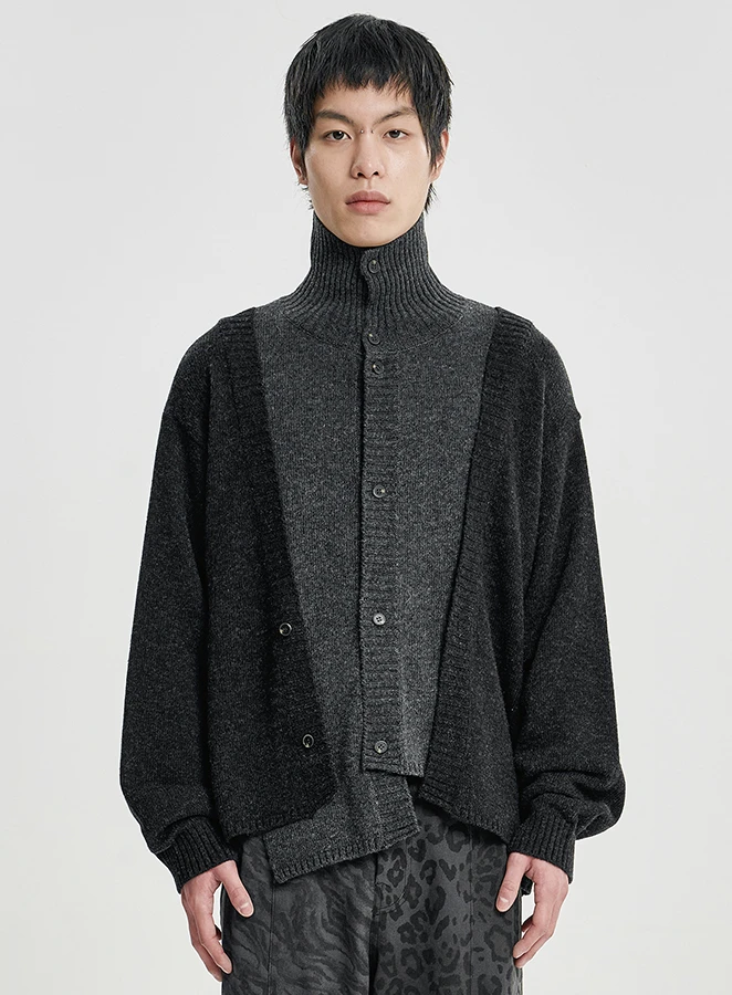 AJOBYAJO Double Layered Turtleneck Cardigan