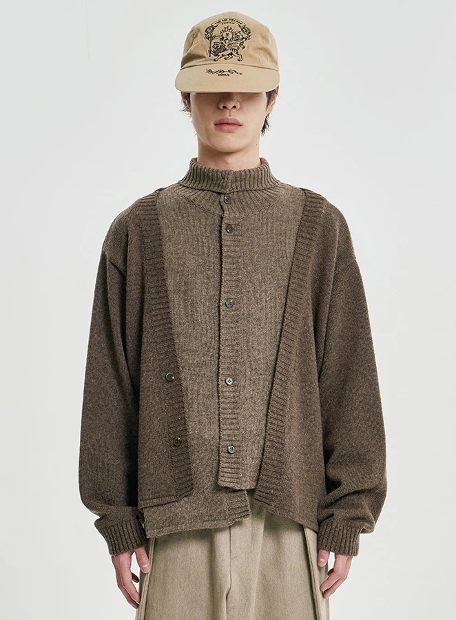AJOBYAJO Double Layered Turtleneck Cardigan