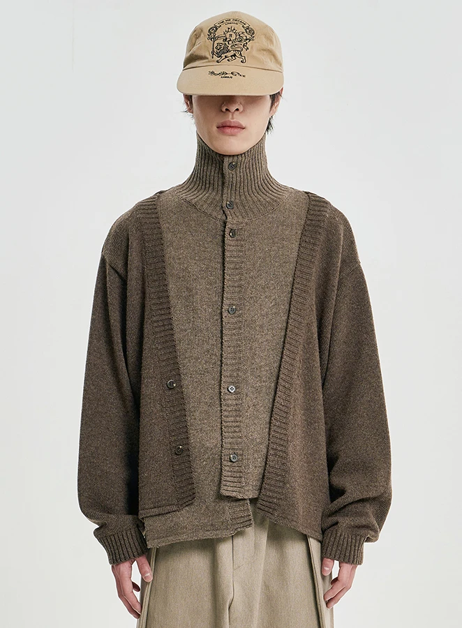 AJOBYAJO Double Layered Turtleneck Cardigan