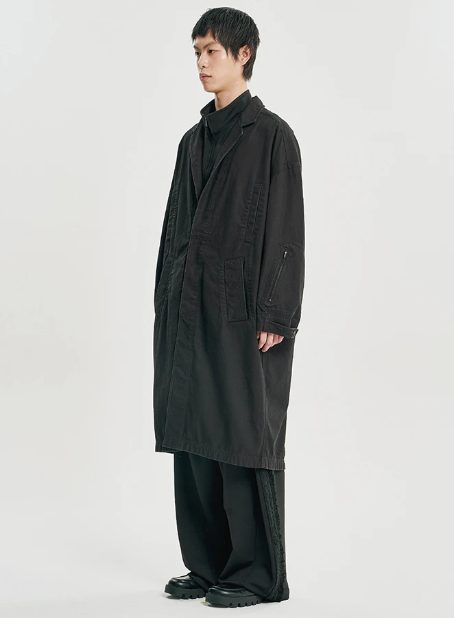 AJOBYAJO Washed Notched Collar Coat