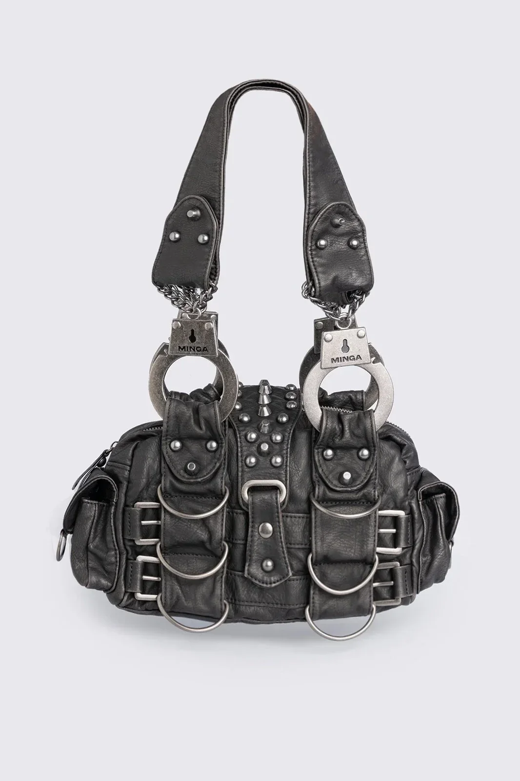 MINGA LONDON Mugshot Faux Leather Shoulder Bag