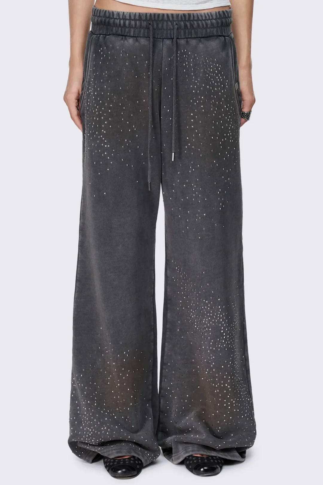 MINGA LONDON Gleam Mud Wash Rhinestone Sweatpants