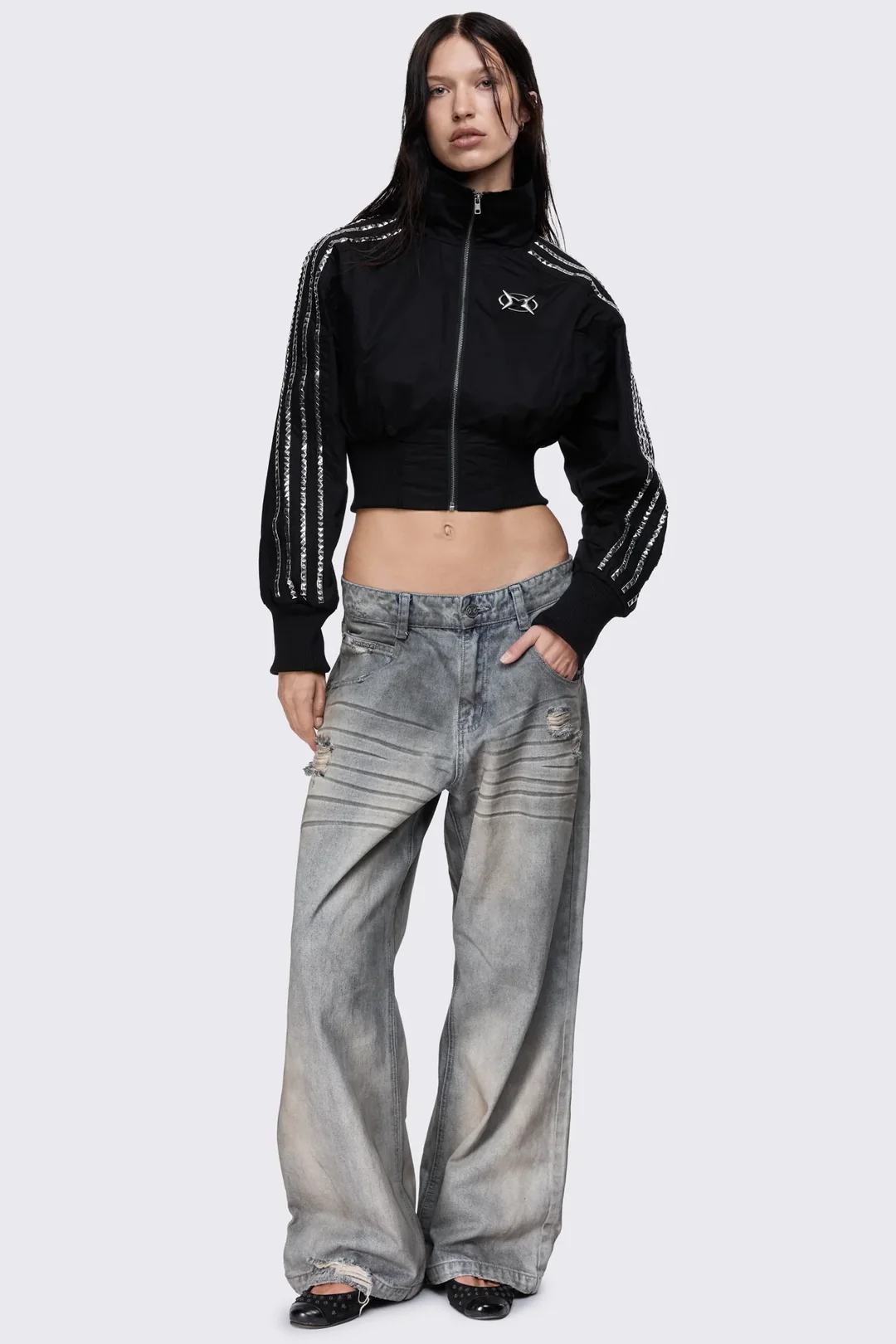 MINGA LONDON Aftershock Studded Windbreaker Jacket