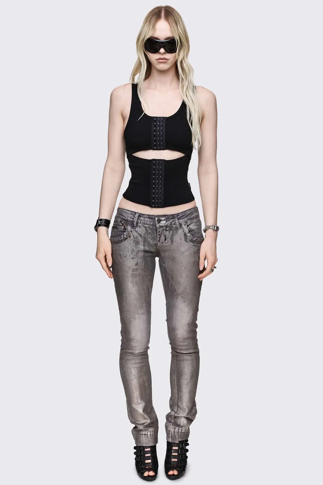 MINGA LONDON No Escape Black Vest Top
