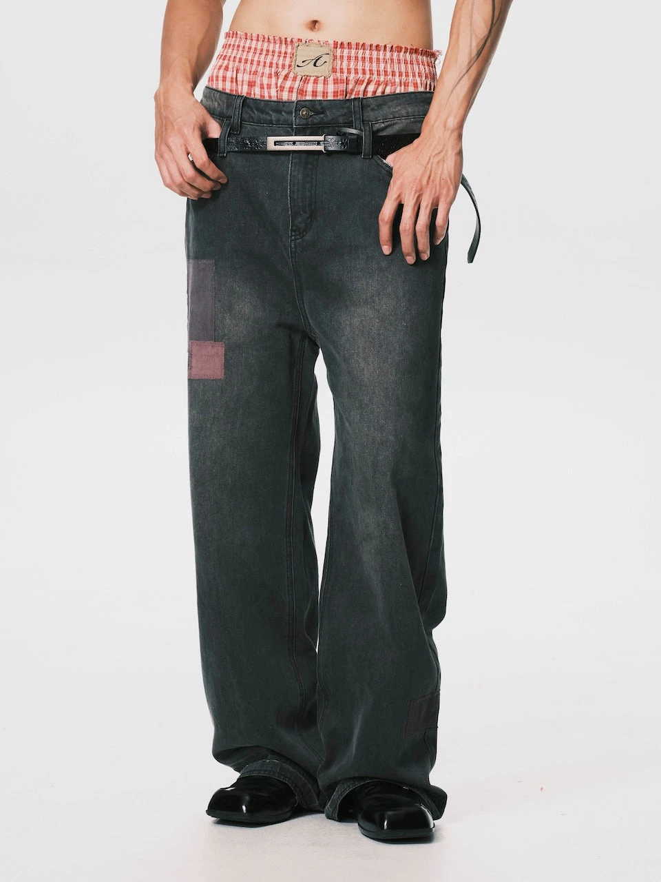 ANOWHEREMAN PATCHWORK RELAXED JEANS