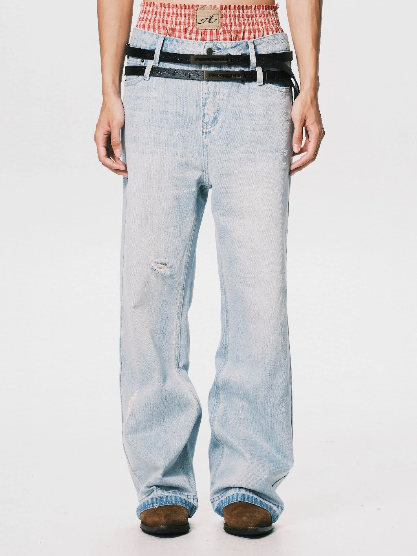ANOWHEREMAN WASHED RELAXED STRAIGHT JEANS